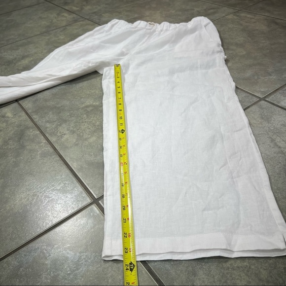 Cynthia Rowley Linen Cropped Wide Leg Pants Elastic Waist White Sz L Beach 27*23 - Picture 4 of 9
